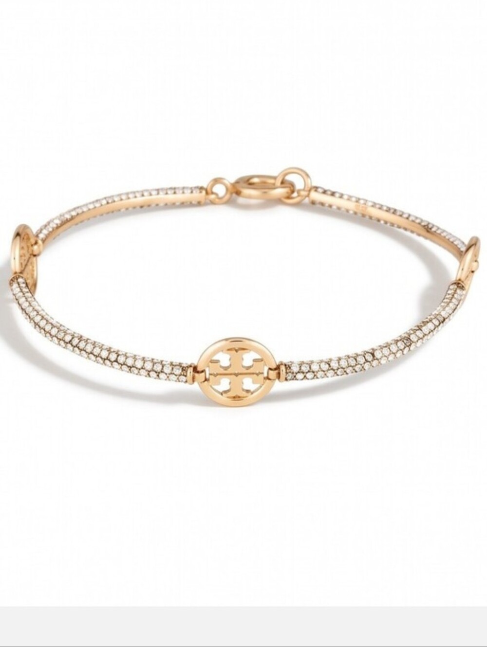 Tory Burch Crystal Pavé Logo Thin Bangle - Gold Tory Burch Miller Pavé Bracelet